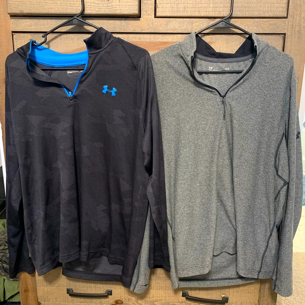 Under-Armour Heat Gear 1/4 zip Long Sleeve Tops. Size Large.